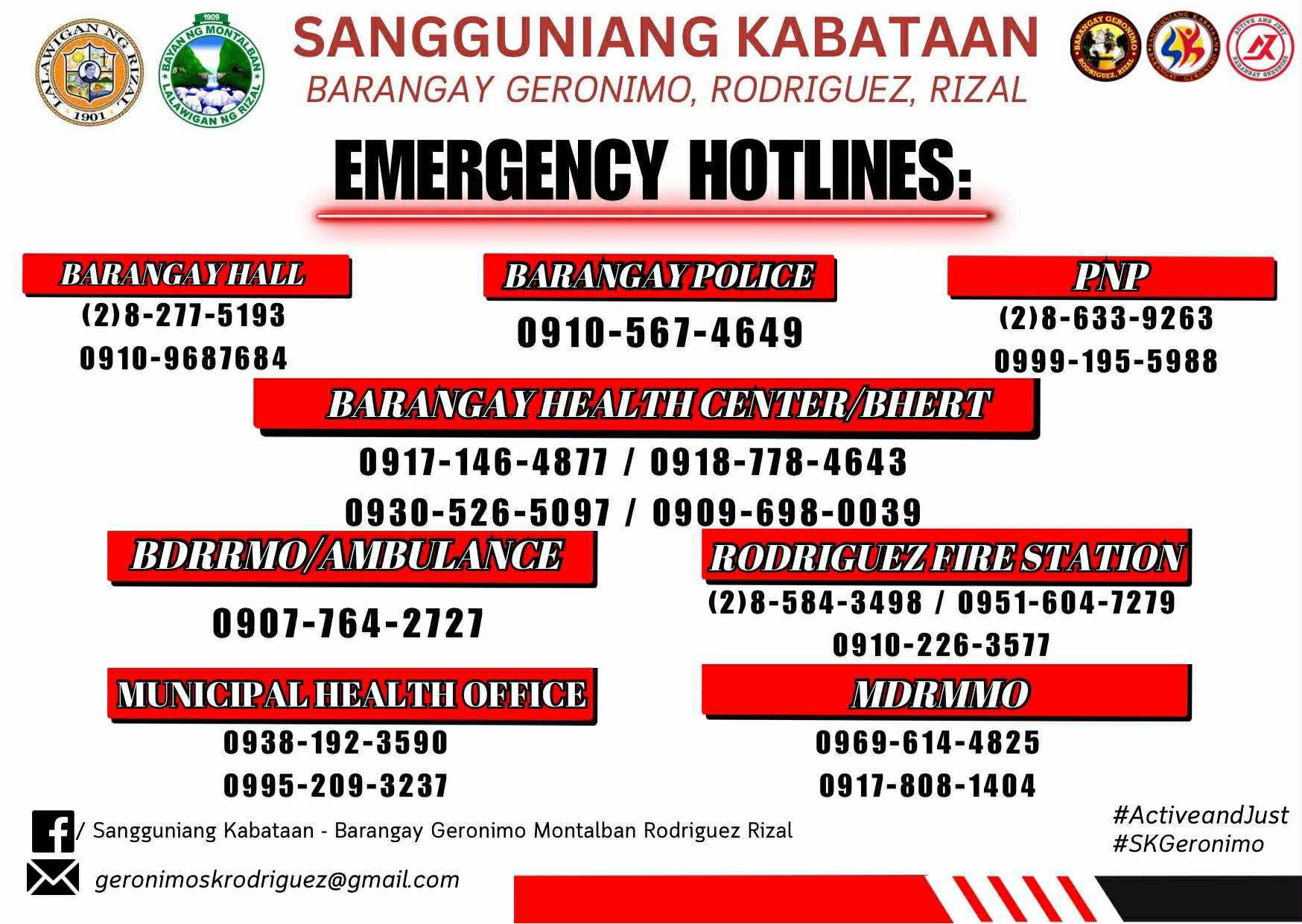 Barangay Geronimo Hotlines